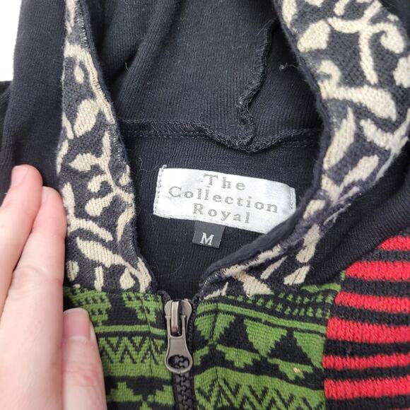 The Collection Royal knit Y2k boho bohemian hoodie colorful wearable art - Picture 6 of 7